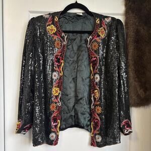 VINTAGE 100% SILK SEQUIN BLAZER